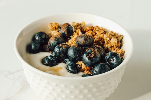 fruit and granola over yogurt